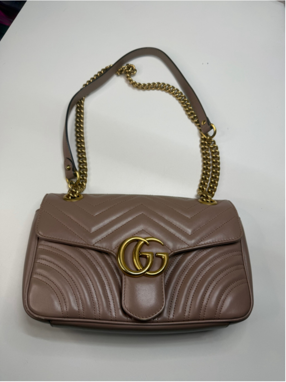 Women's Gucci Marmont Shoulder Bag One Size Beige Gold